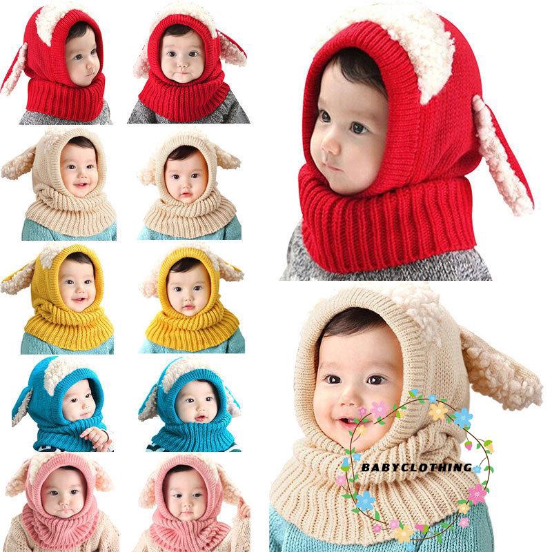 Mũ len beanie có tai thỏ cho bé trai và bé gái