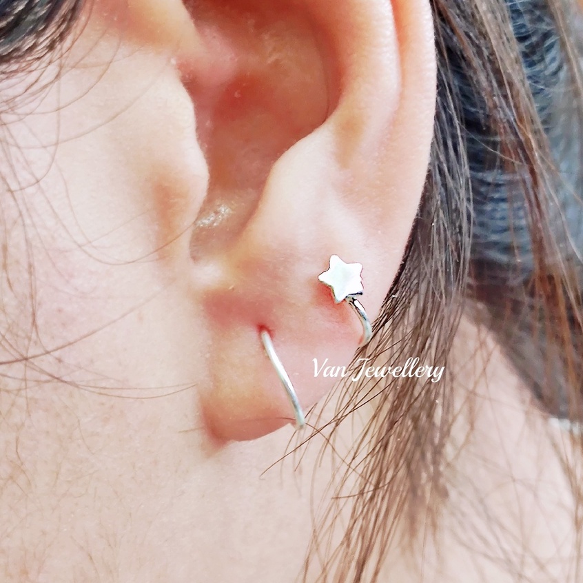 Khuyên tai bạc Khuyên Sao chổi Van Jewelry V10203 xoắn vòng cá tính