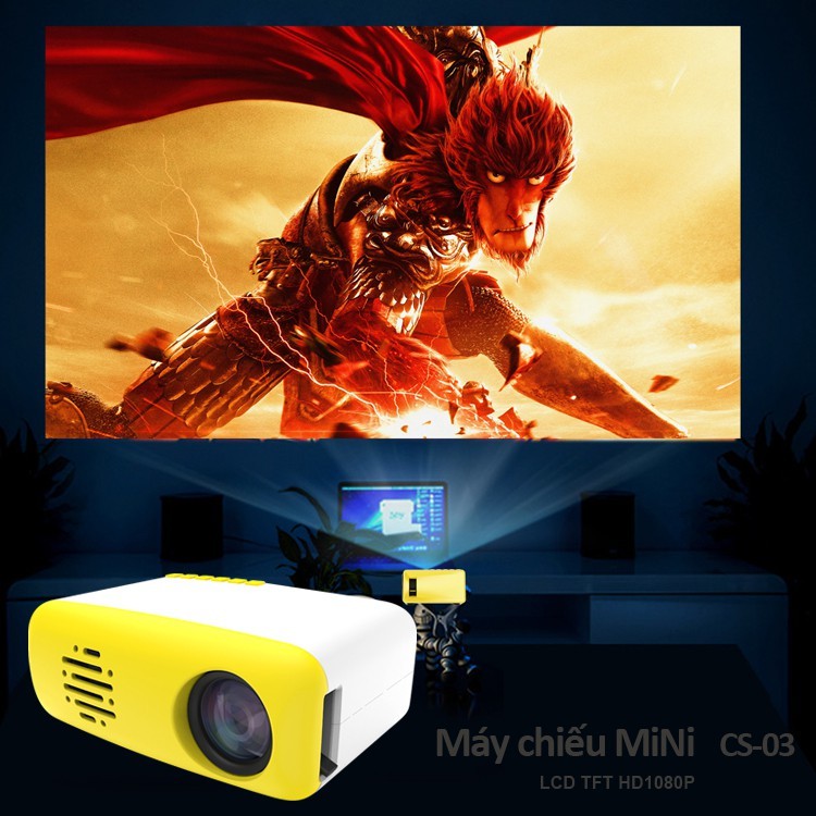 [Mã 155ELSALE giảm 7% đơn 300K] Máy chiếu mini cầm tay CS-03 Hỗ Trợ Độ Phân Giải 480p Kết Nối Điện Thoại, Máy Tính