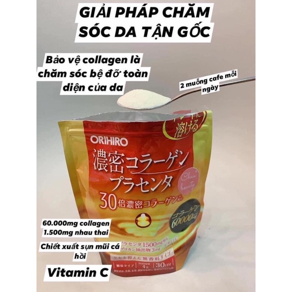 Bột Collagen Placenta Orihiro 60000 Nhật Bản 120Gr