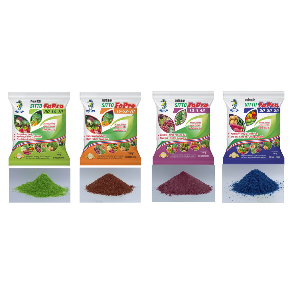 Combo 4 gói Phân bón lá NPK hòa tan Sitto FoPro