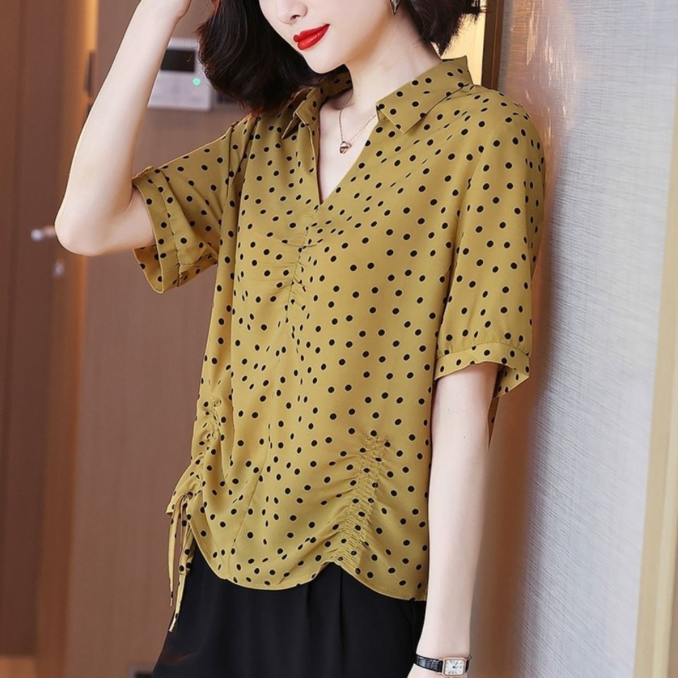 Áo sơ mi chiffon tay lửng thời trang dành cho phụ nữ trung niên
