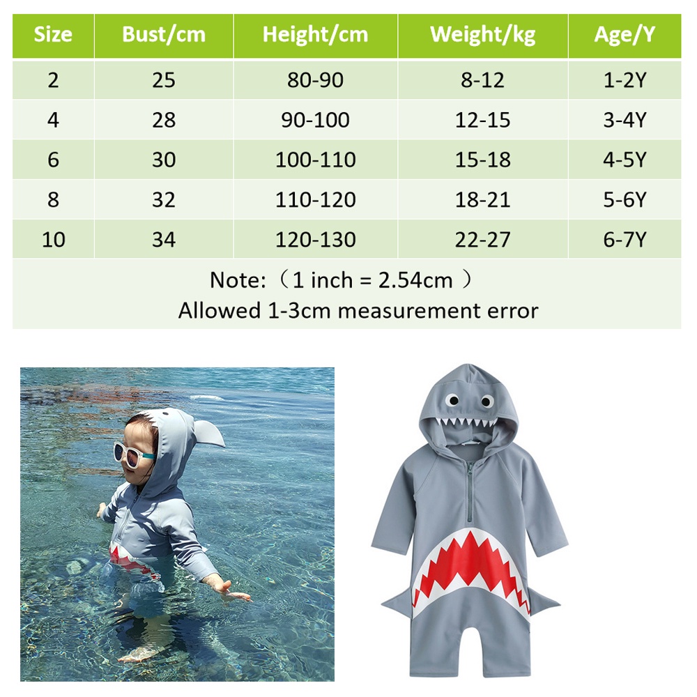 Bộ đồ bơi liền thân hình cá mập hoạt hình dành cho bé trai 1-7 tuổi - ảnh sản phẩm 4