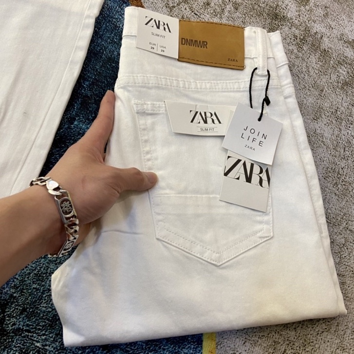 Quần jean nam cao cấp màu trắng ZA.RA thời trang form skinny mẫu mới