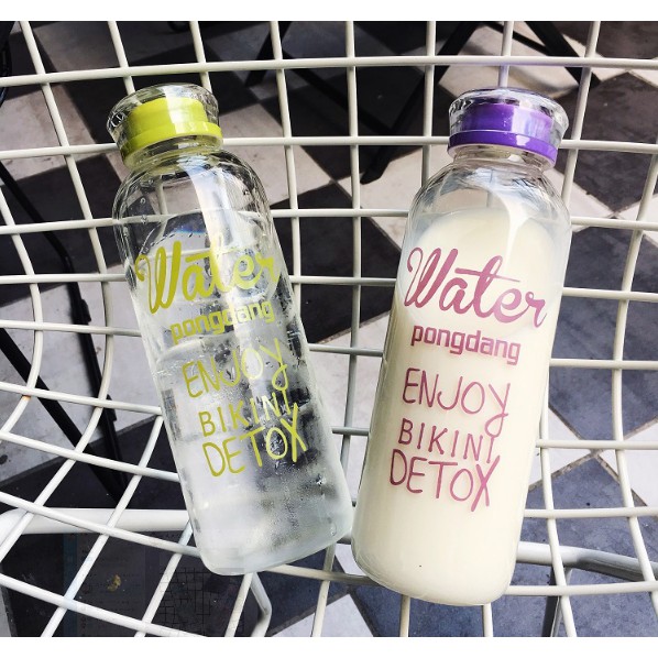 BÌNH THỦY TINH PONGDANG 800ML, 1000ML IN MÀU TẶNG TÚI CHỐNG SỐC VÀ TÚI VẢI | BigBuy360 - bigbuy360.vn