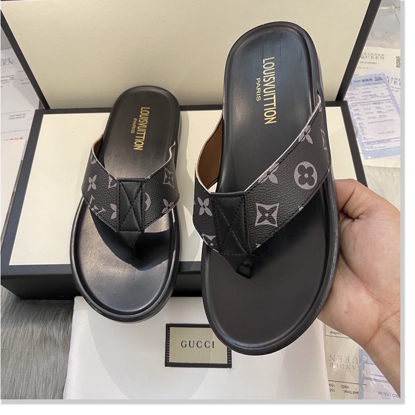 💗MILANO SHOES💗 Dép da nam mới kẻ hoa xám tông sỏ ngón nam giá tại kho, đẹp thời trang mẫu mới nhất