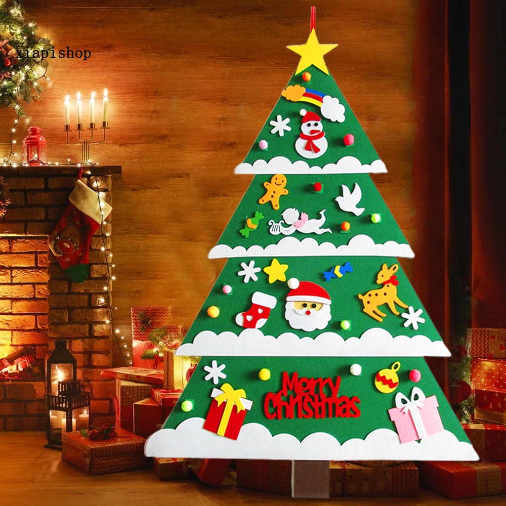 Bộ cây thông noel bằng vải nỉ có thể tái sử dụng cho trẻ em DIY