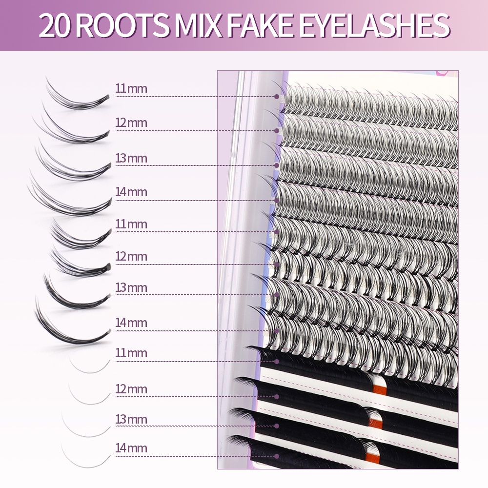 Bộ lông mi giả nối dài MAGEFY kiểu chữ C 11-14mm Mix lông mi