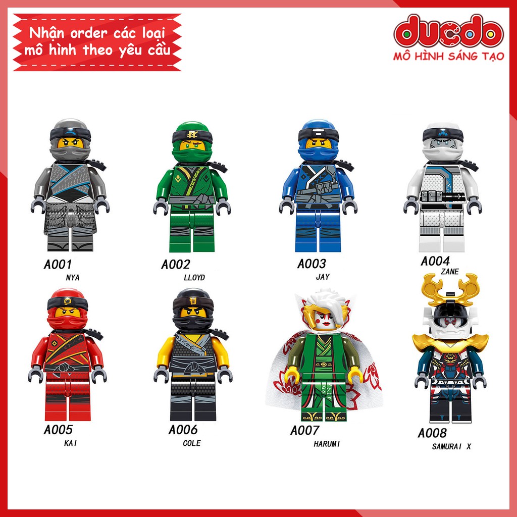 Minifigures các nhân vật trong Ninjago full trang bị - Đồ chơi Lắp ghép Mini Ninja Mô hình LeLe A001-A008
