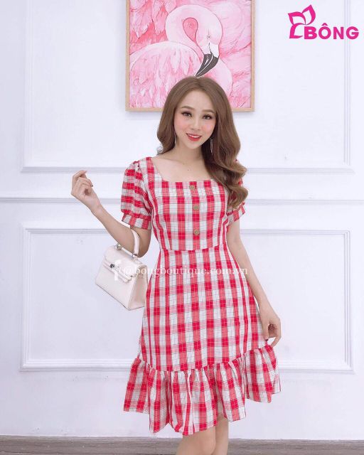 ĐẦM XÒE SỌC CARO ĐUÔI CÁ MẪU MỚI SIÊU HOT SIZE TỪ 40-70KG