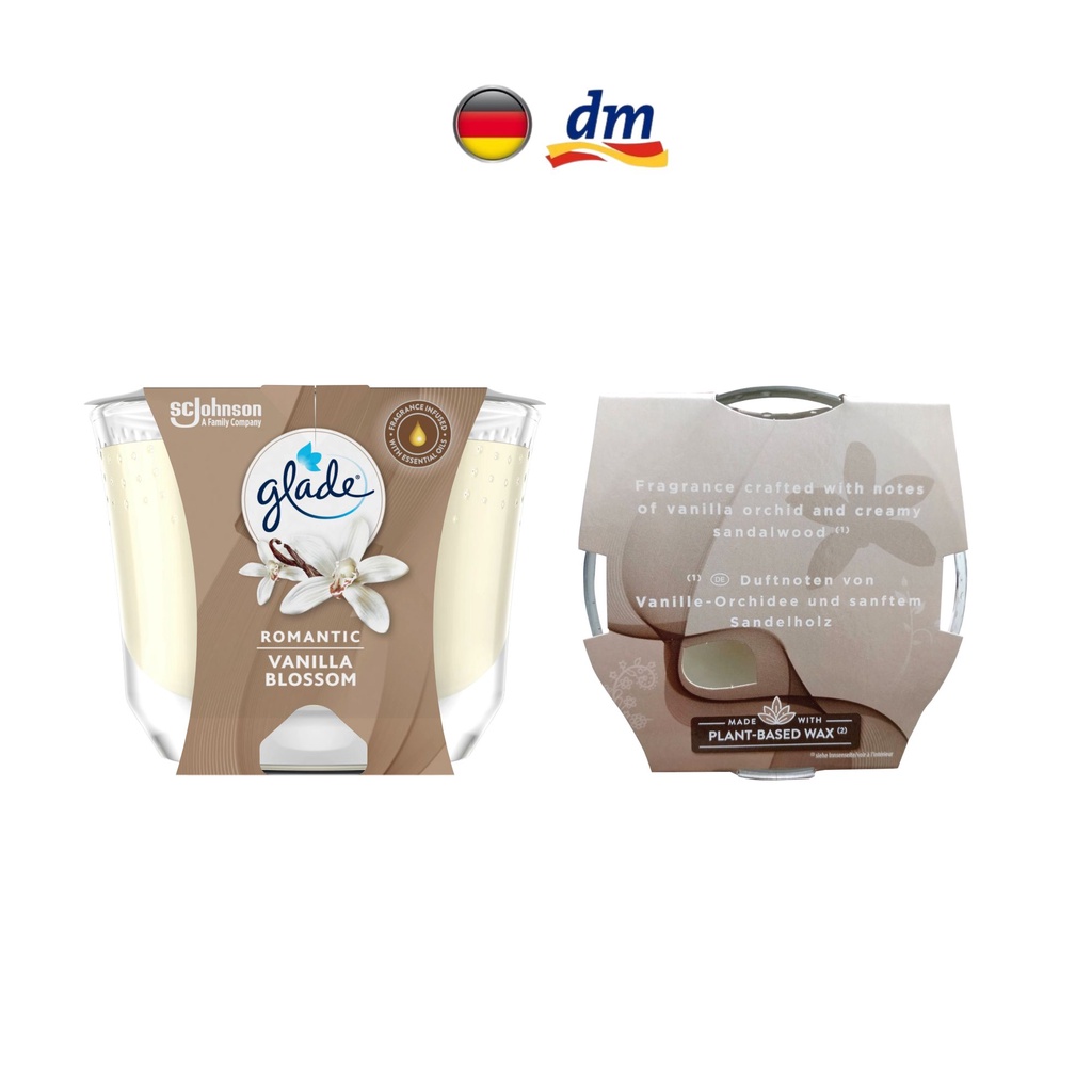 Nến thơm Glade Romantic Vanilla Blossom, 1 cốc 224g - hàng nhập khẩu Đức