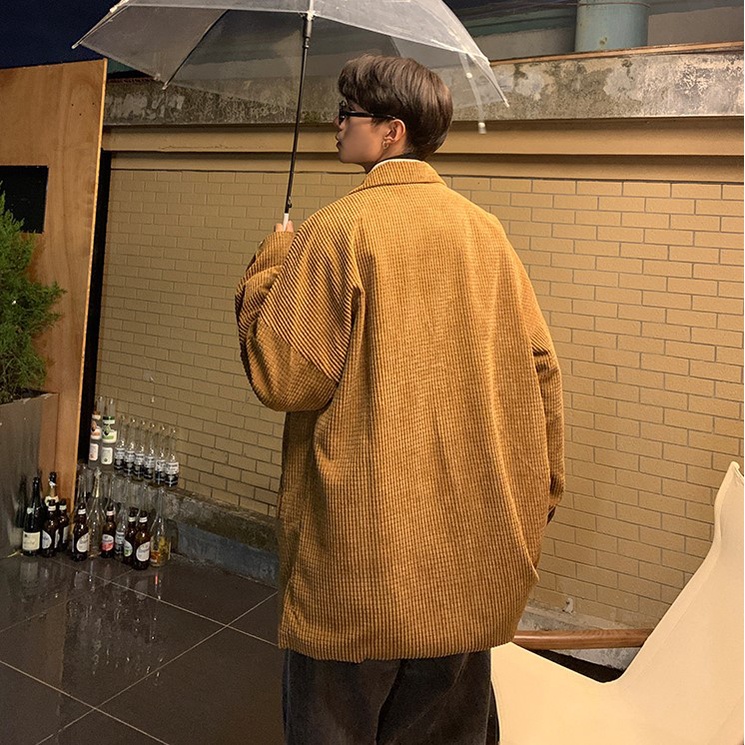 Áo khoác Blazer Nam Form rộng dài tay unisex basic chất nhung tăm phong cách Hàn Quốc Vest Áo Blazer nam form rộng