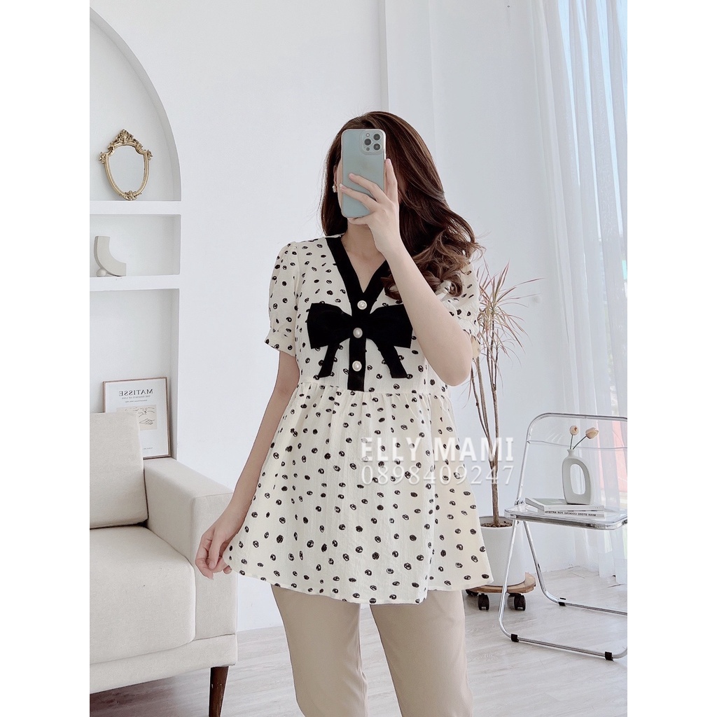 ( 40kg - 95kg ) Áo Bầu , Bigsize Nhiều Màu Nơ Ngọc Tiểu Thư Mặc Thoải Mái Suốt Thai Kì &amp; Sau Sinh Thiết Kế Cao Cấp