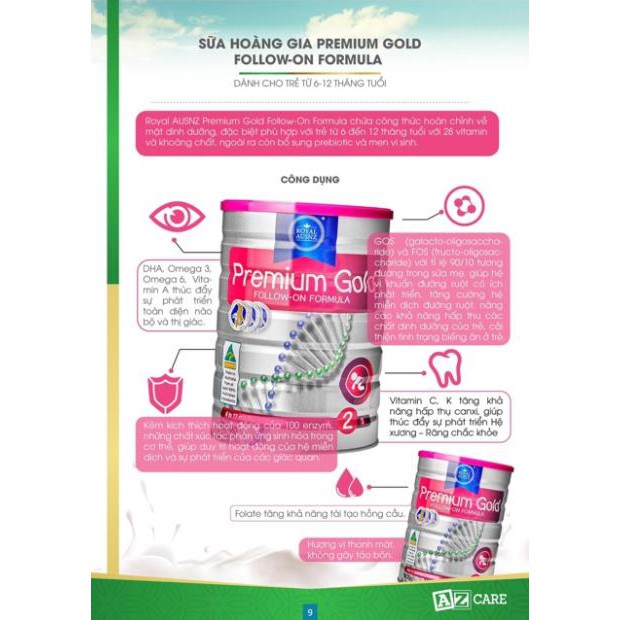 Sữa Bột Hoàng Gia Úc Premium Gold Số 2 Bổ Sung Vitamin, Khoáng Chất Cho Trẻ Royal AUSNZ 900g