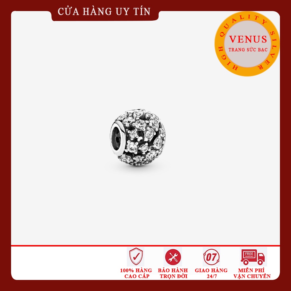 [Charm bạc 925 cao cấp] Charm bạc hình cầu gắn đá trắng- Mã sản phẩm VENUSCDT