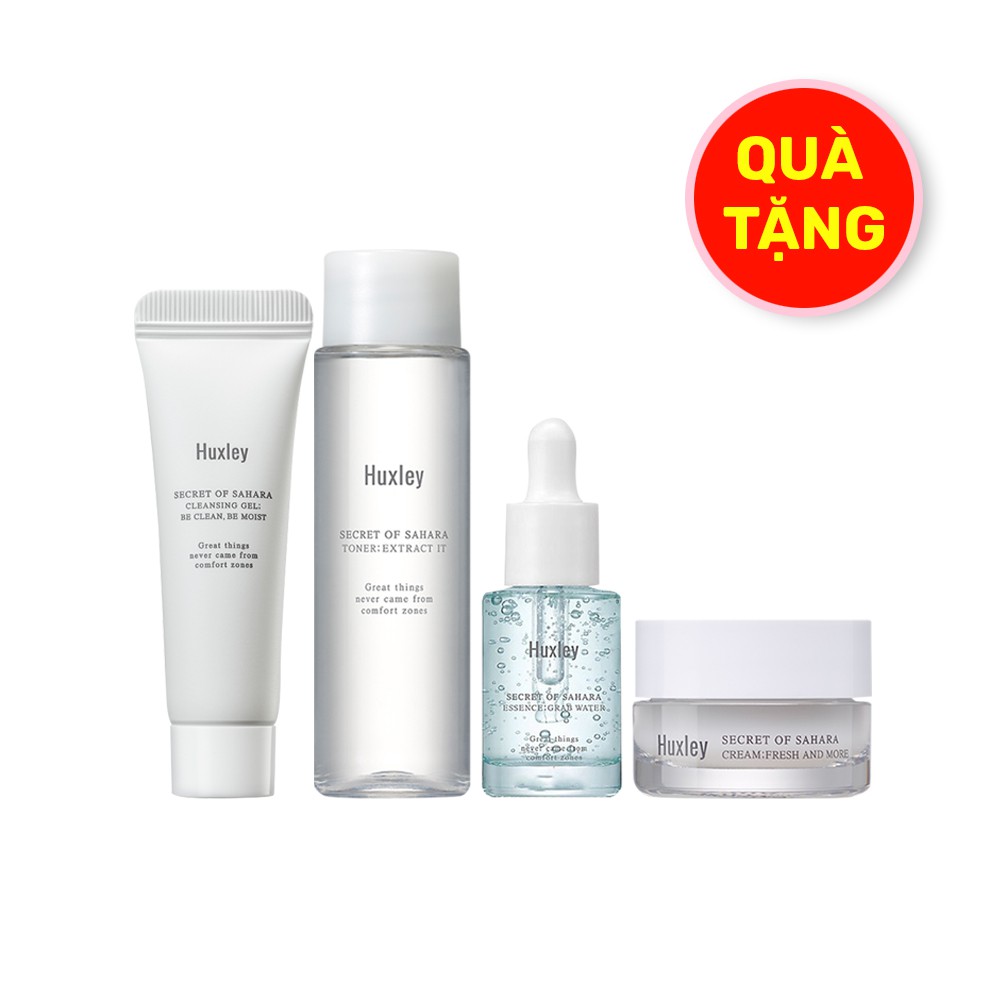 [HB Gift] Gel Rửa Mặt Huxley Cleansing Gel + Bộ Kit Dưỡng Ẩm, Tái Tạo Da, Phục Hồi Da Huxley Hydration Trio Set 4 Item