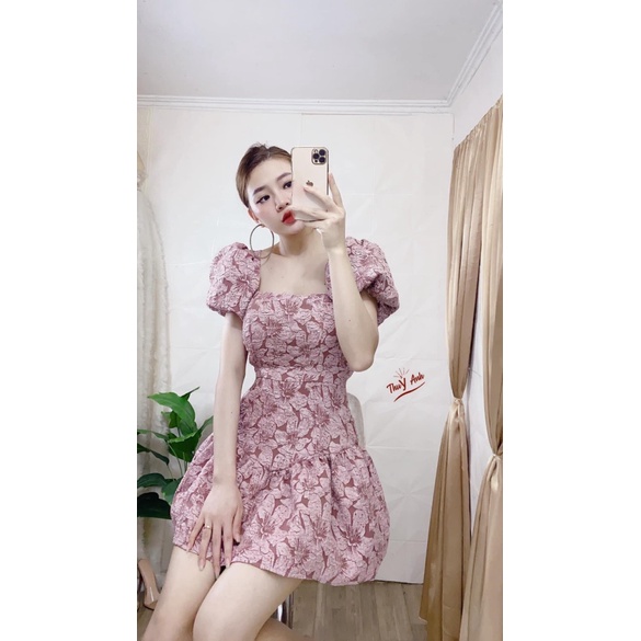 [ NEW ] ĐẦM GẤM XỐP CÓ MÚT/CÓ LÓT, TAY PHỒNG, TÀ PHỒNG, CÓ PHỐI HOẠ TIẾT HOA TAO NHÃ UP