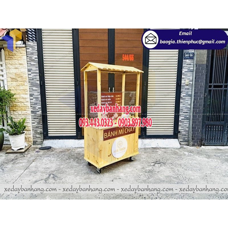 Mẫu xe bán bánh mì chay bằng gỗ chất lượng cao - xedaybanhang.com