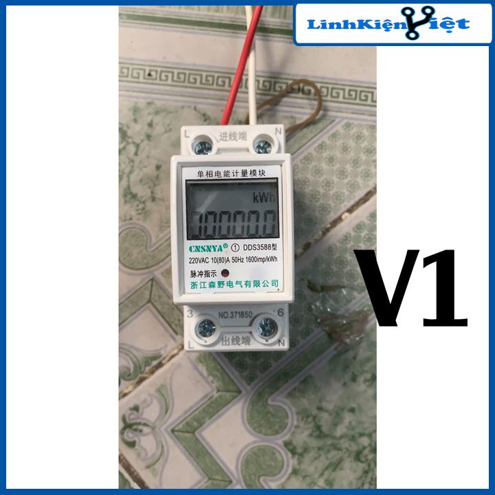 Công tơ điện tử 1080 1 pha điện áp 220V 80A đo số điện tiêu thụ KWH nhựa ABS chống cháy, màn hình LCD