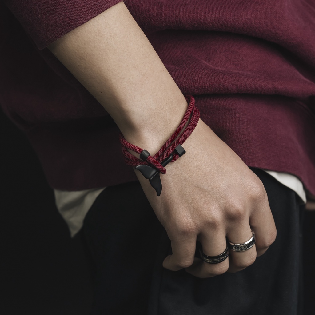 Vòng Tay Bạc Nam Unisex cá tính Titan không gỉ Đẹp Ngầu Cá Voi Đơn Giản Lucifer Store Lắc Tay Phong Cách - Cá Voi