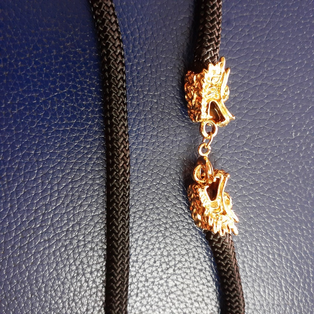 Dây chuyền nam dù thái 6mm bọc 2 đầu rồng mạ vàng thể hiện phong độ, đẳng cấp mạnh mẽ