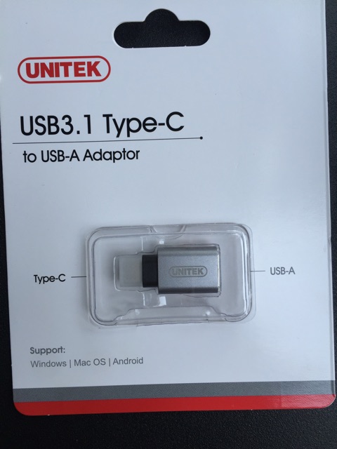 Usb type C to usb 3.0 Unitek , Đầu chuyển đổi TYPE C sang USB 3.0 Unitek Y-A 025CGY