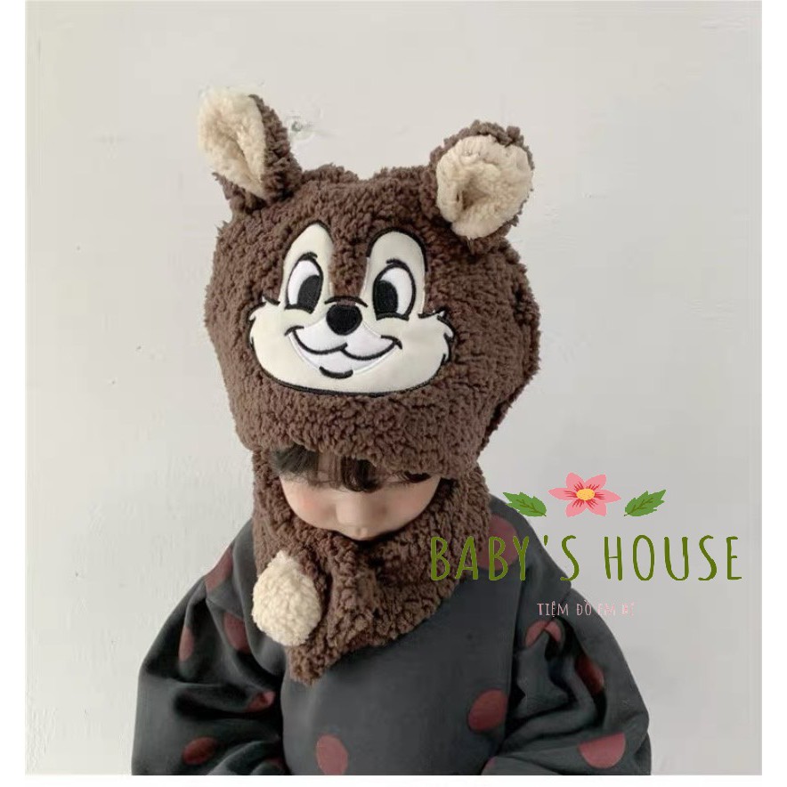 Mũ len lông cừu liền khăn hoạt hình dễ thương cho bé (2-8y)  - Baby's house