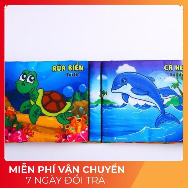 Sách vải Pipo cỡ to - SINH VẬT BIỂN - Song Ngữ- Made in vietnam SV13