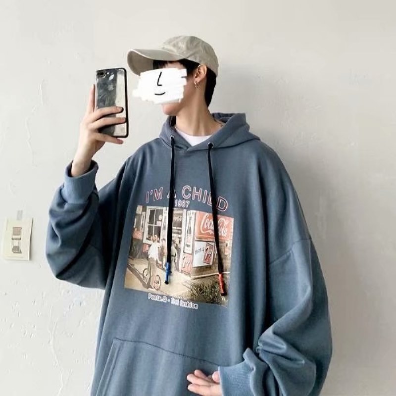 Áo hoodie Tay Dài In Họa Tiết Phong Cách harajuku Nhật Bản Thời Trang Cho Nam
