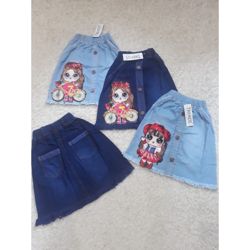 Váy Jean LOL LED (1) Kích Thước 1-11th Chất Liệu Jean Mềm Mại Màu Xanh navy LOL Có Đèn LED Dành Cho Trẻ Em