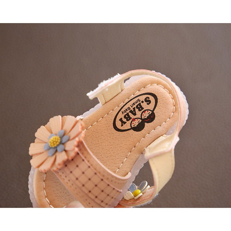 sandal tập đi bé gái size 15-25 hoa lệch xinh xắn