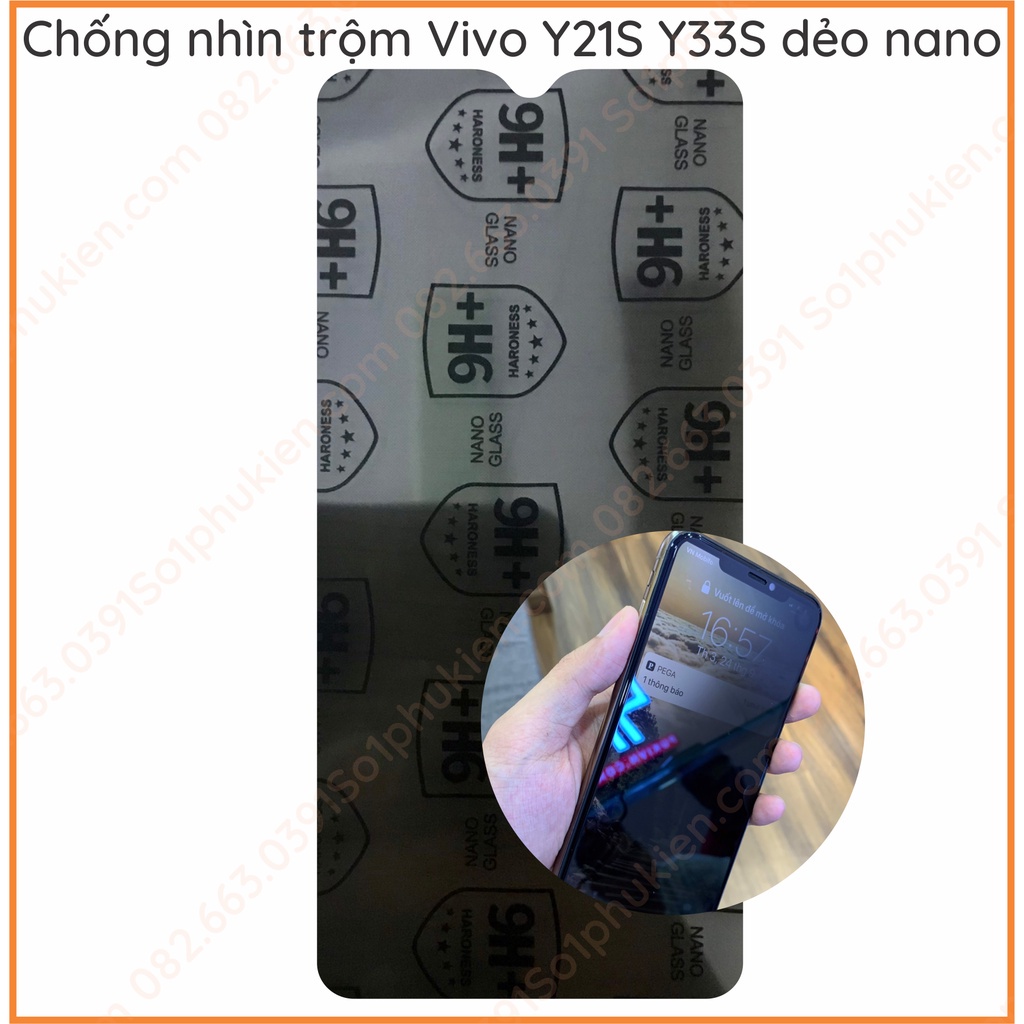 Dán cường lực chống nhìn trộm Vivo Y33S Y21S dẻo nano