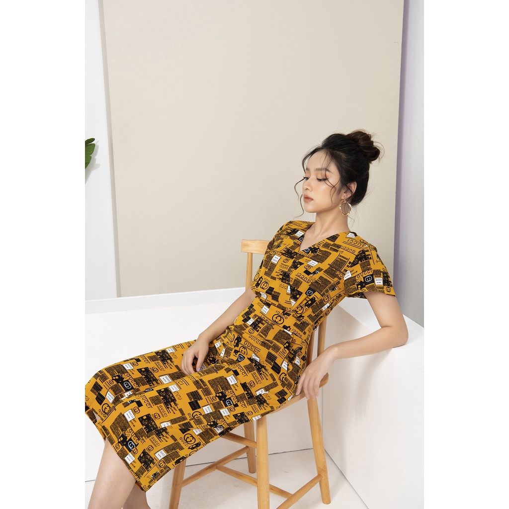 Jumpsuit Nữ Thiết Kế Luperi LFJ769 Tay Ngắn Kết Hợp Quần lửng ống suông họa tiết độc đáo