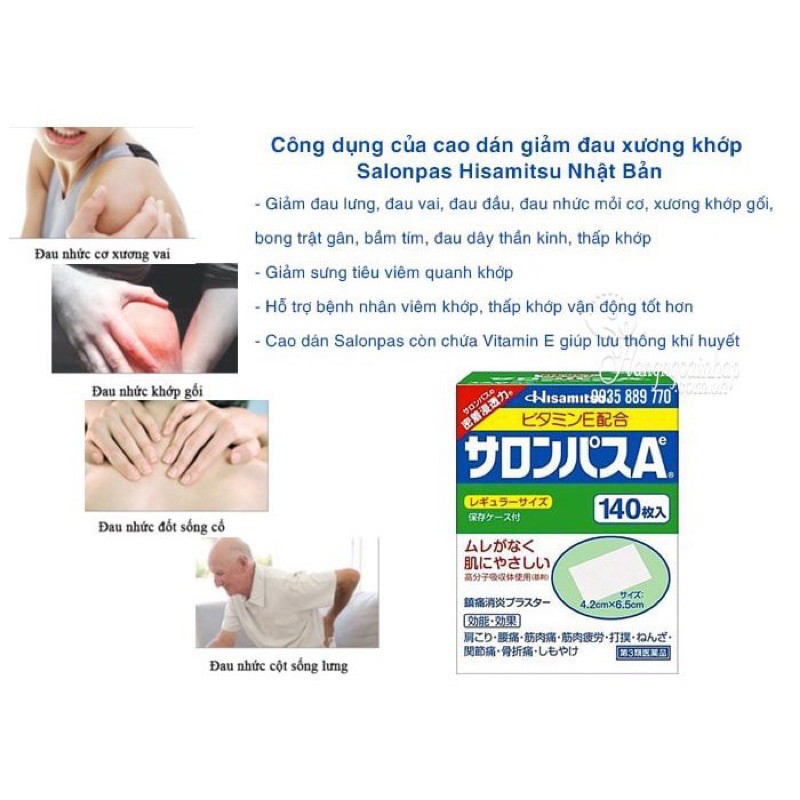 Cao Dán Salonpas Giúp Giảm Đau Nhức Mỏi Xương Khớp (Nội Địa Nhật)