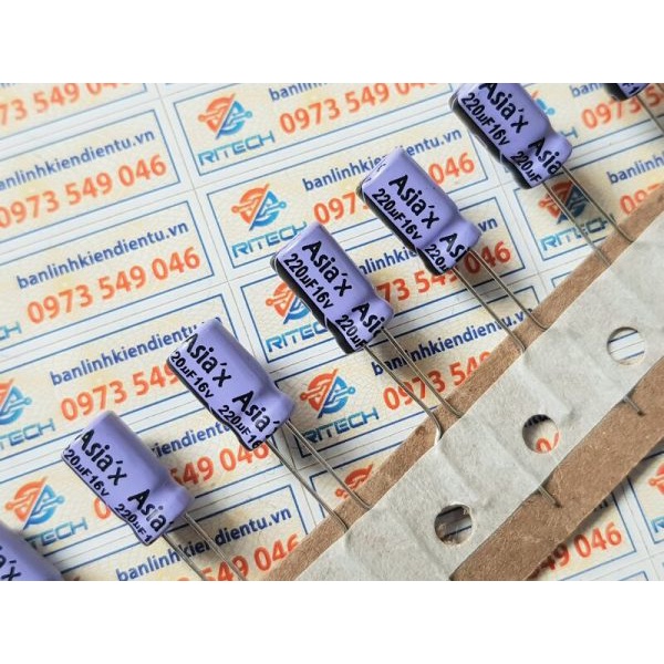 [Combo 20 chiếc] Tụ hóa 220uF 16V kích thước 6x12mm hãng Asia’x
