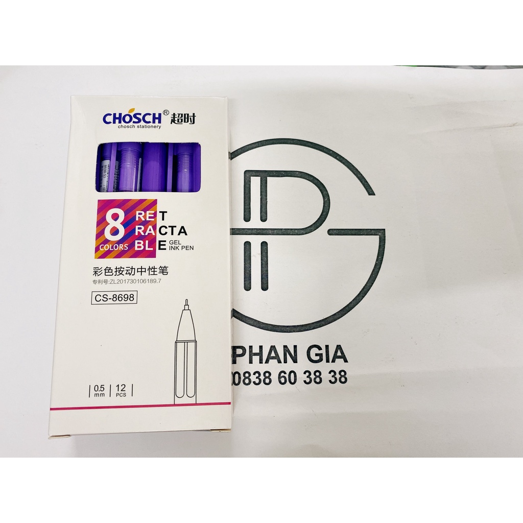 Bút Gel Dạng Bấm CHOSCH CS-8689 (Mực Tím)