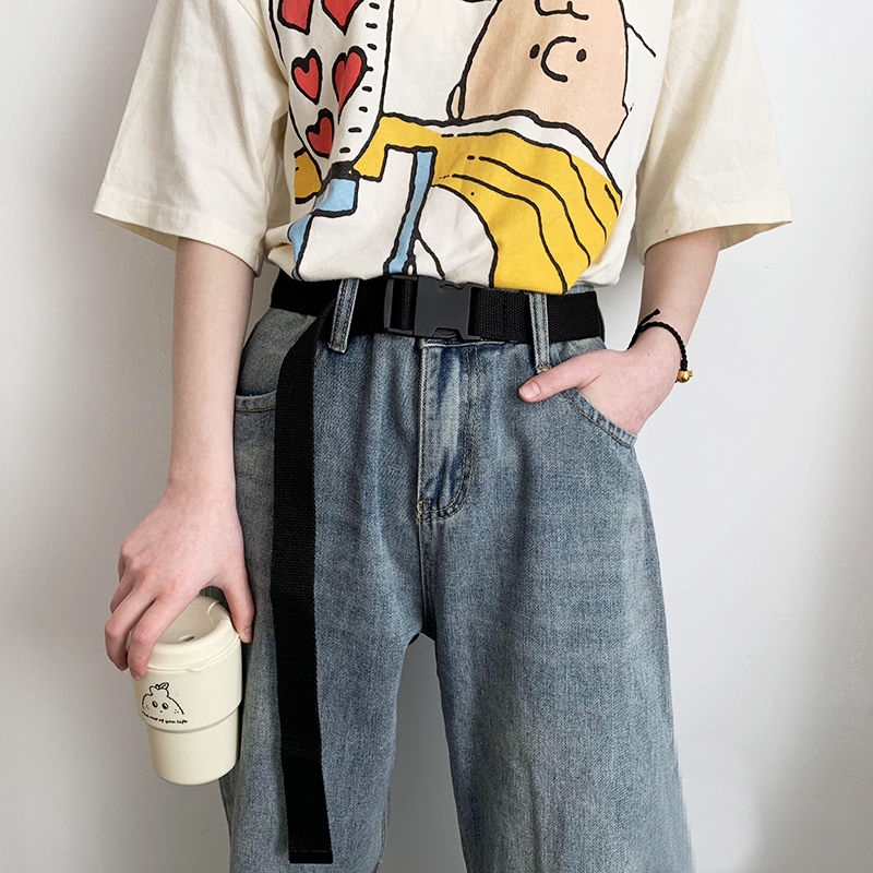 Thắt lưng vải canvas màu sắc đơn giản phong cách hip hop thời trang