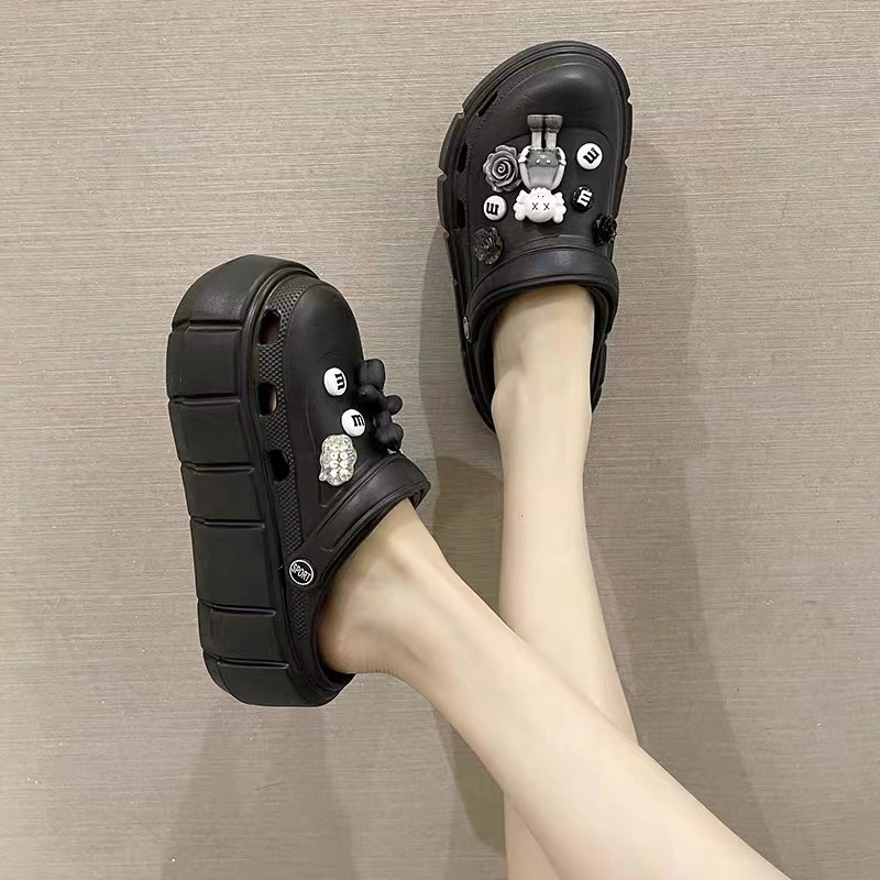 Dép Cross Đế cao cho nam và nữ kèm Sticker hàng đẹp 2 màu trắng đen