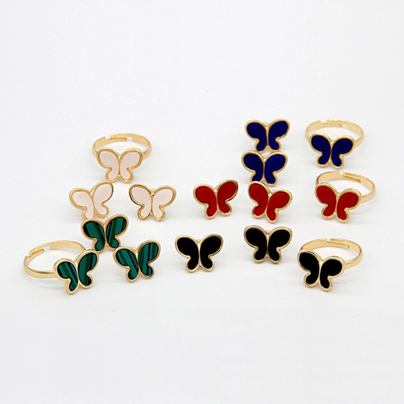 Bộ 3 Món Trang Sức Gồm Nhẫn / Bông Tai / Dây Chuyền Hình Bướm Cho Nữ