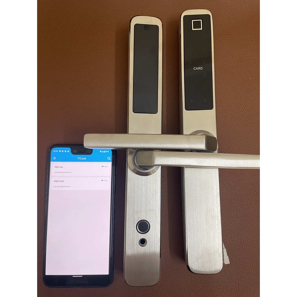 Khóa vân tay 2 mặt trong và ngoài~App TTlock~Cửa xingfa, cửa sắt, nhà trọ, chung cư mini