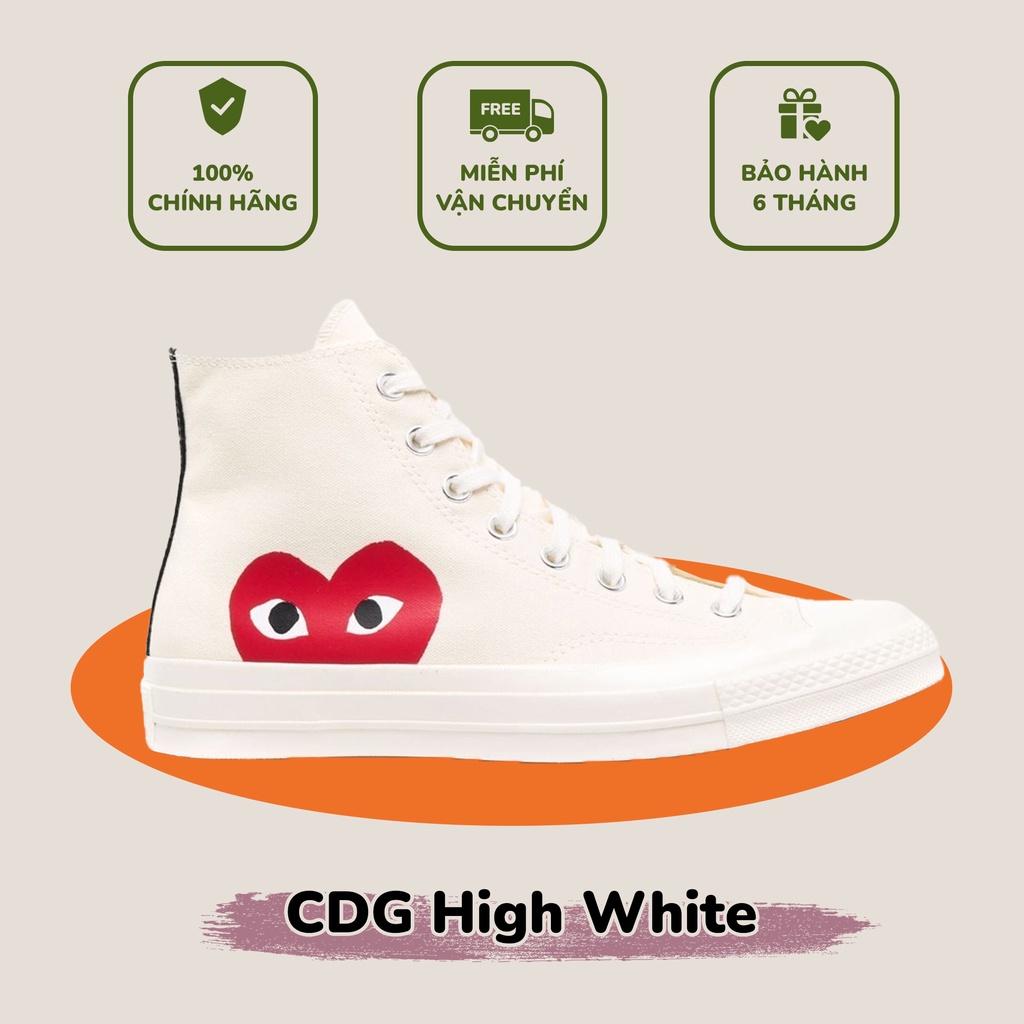 [  CHÍNH HÃNG ] giày sneaker CONVERSEE CDG HIGH WHITE