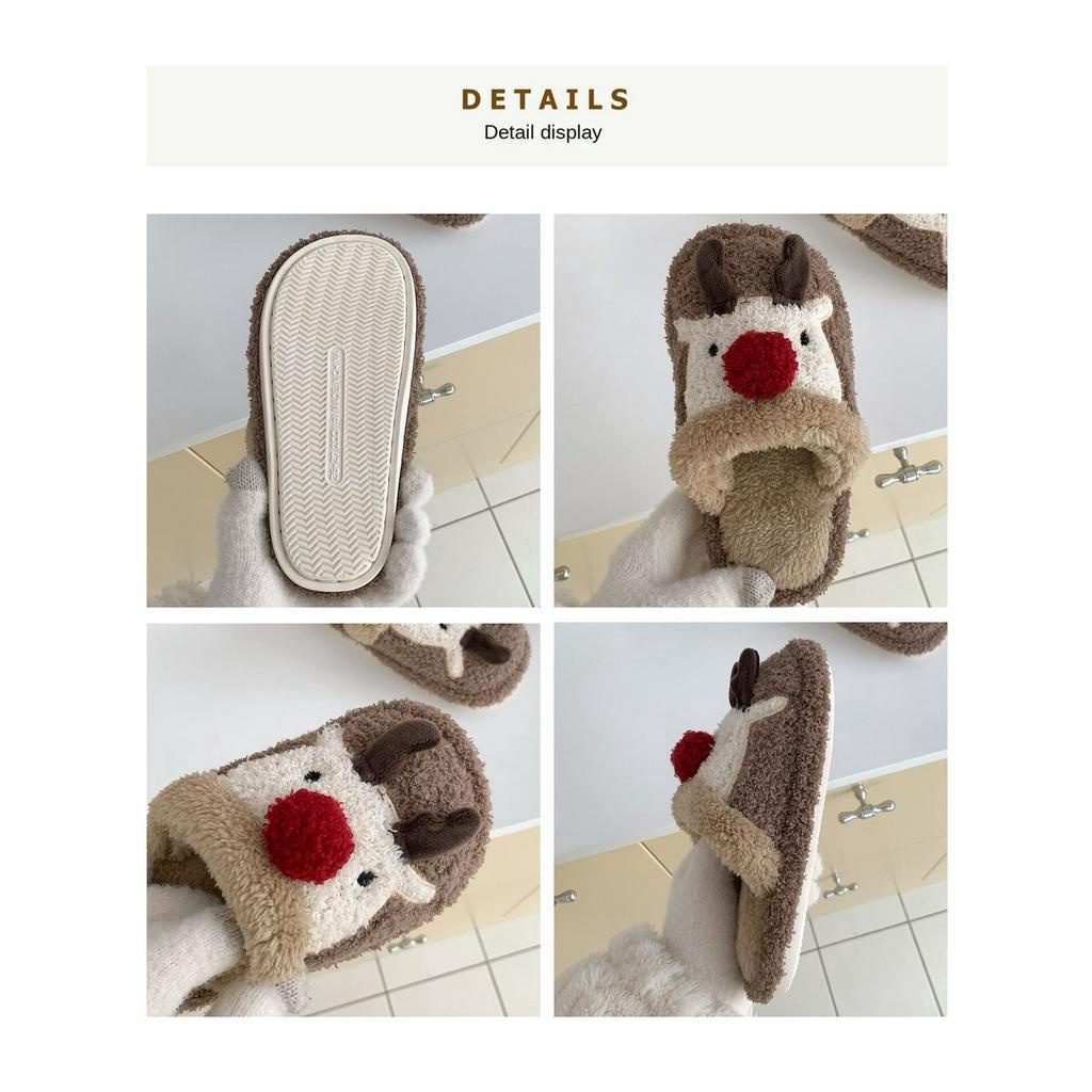 Dễ Thương Dép Bông Đi Trong Nhà Hình Tuần Lộc Giáng Sinh Đáng Yêu