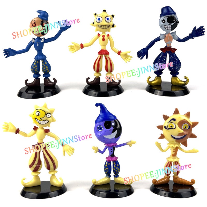 JINN 6 cái / bộ FNAF con số hành động Security Breach Sundrop Moondrop con số PVC Mô hình Sưu tập Đồ chơi