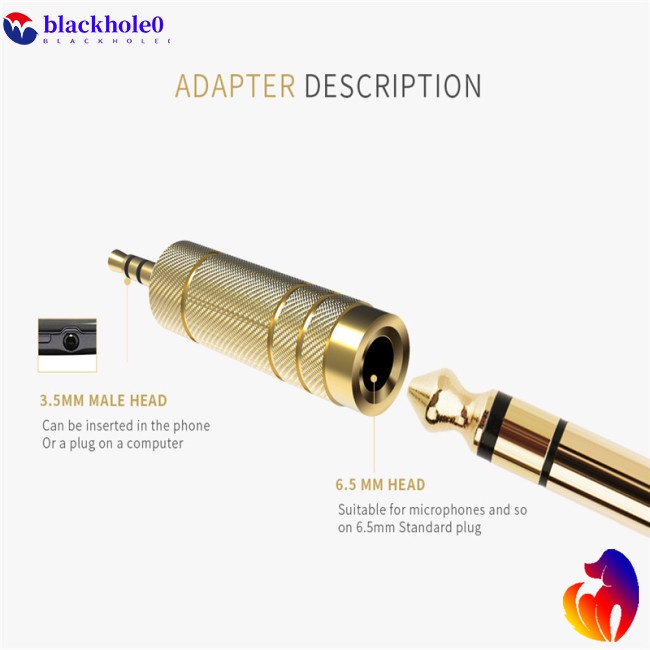Bộ chuyển đổi âm thanh đầu cắm 3,5mm sang cổng 6,5mm cho micro/ máy tính/ điện thoại