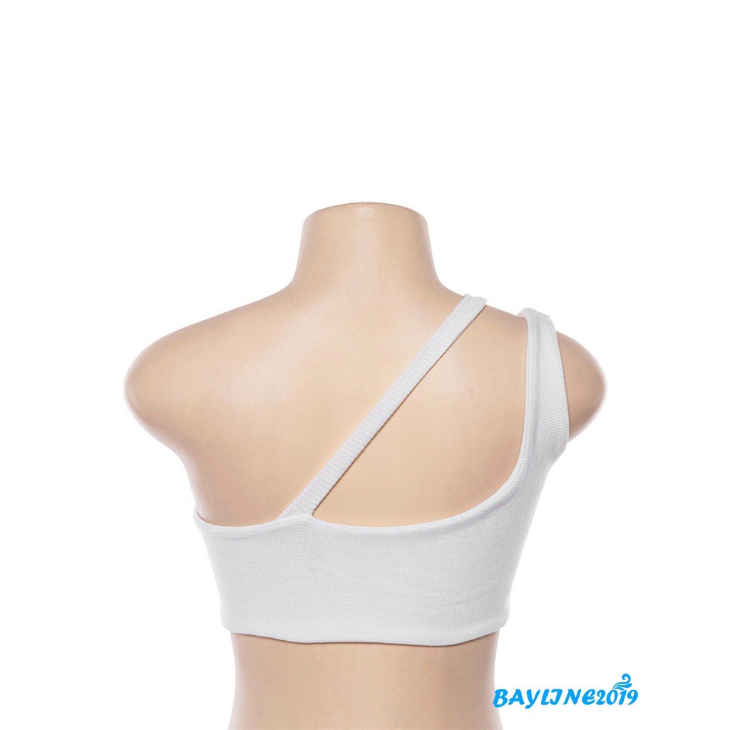 Áo Croptop Trễ Vai Một Bên Vai Màu Sắc Thời Trang Quyến Rũ Cho Nữ