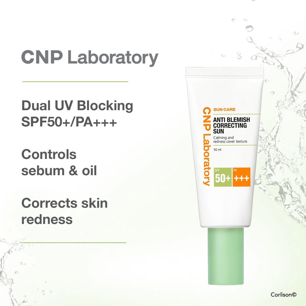 Kem Chống Nắng CNP Laboratory Anti Blemish Correcting Sun SPF50+/PA+++ 50ml -  Làm Dịu Và Giảm Mẩn Đỏ Cho Da Mụn