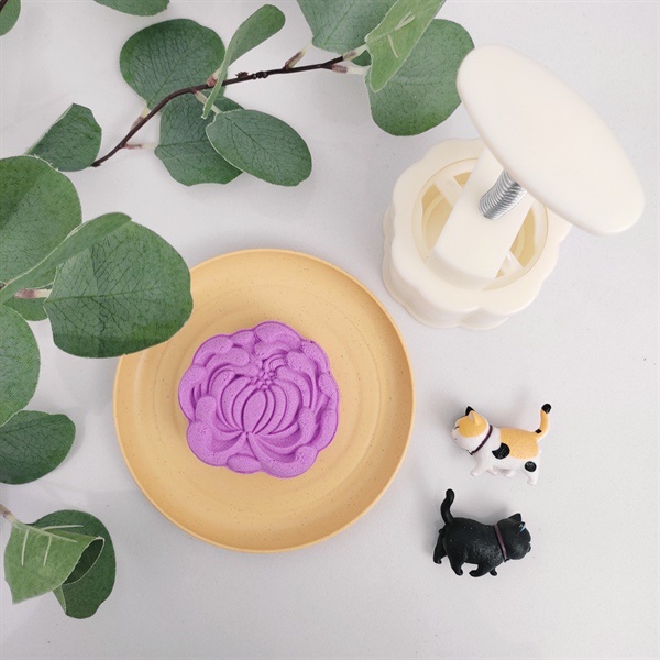 [Mẫu mới 2022] Khuôn trung thu lò xo 150g - Hoa cúc 1 mặt