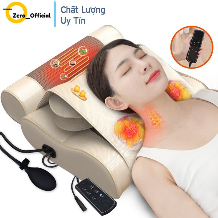 Gối Massage Đa Năng Có Đệm Hơi Cao Cấp, Hỗ Trợ Massage Vai Gáy, Lưng Hiệu Quả, Điều Khiển Từ Xa - BH 12 Tháng