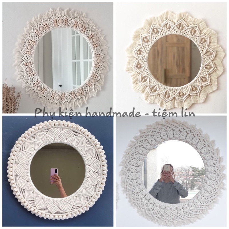 Gương trang trí macrame decor sang trọng