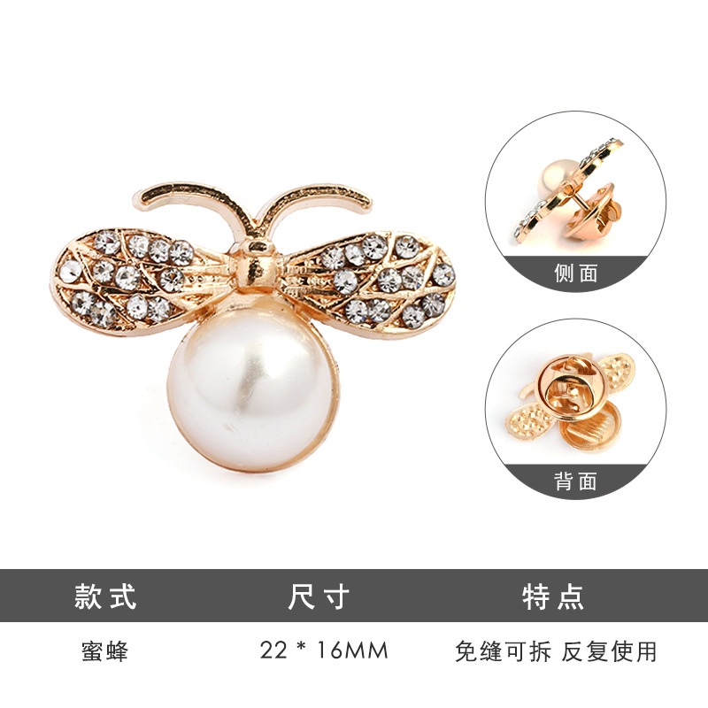 Nút Trang Trí Áo Sơ Mi Ẩn Nút Đính Đá Ngọc Trai Nhân Tạo Tinh Tế Không Cần Nút Chống Chói Có Thể Tháo Rời